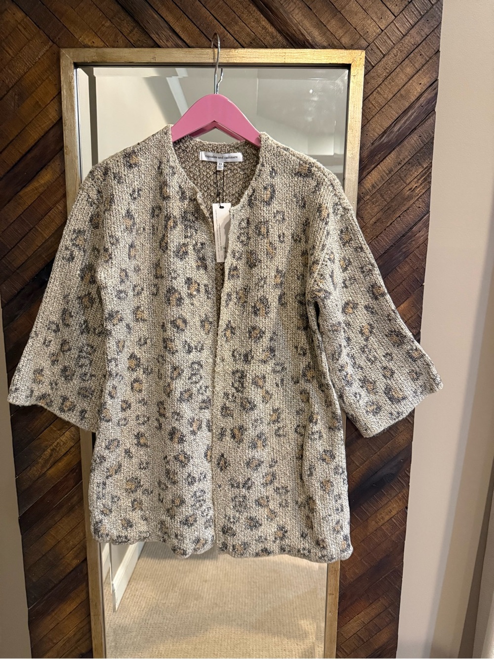 cupcakes & cashmere Beige Leopard Print Knit Dress for Kids